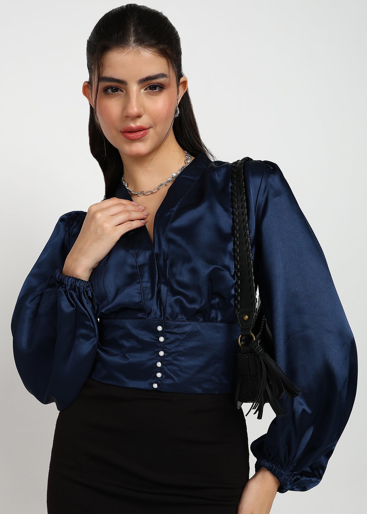 Women Navy Solid Top