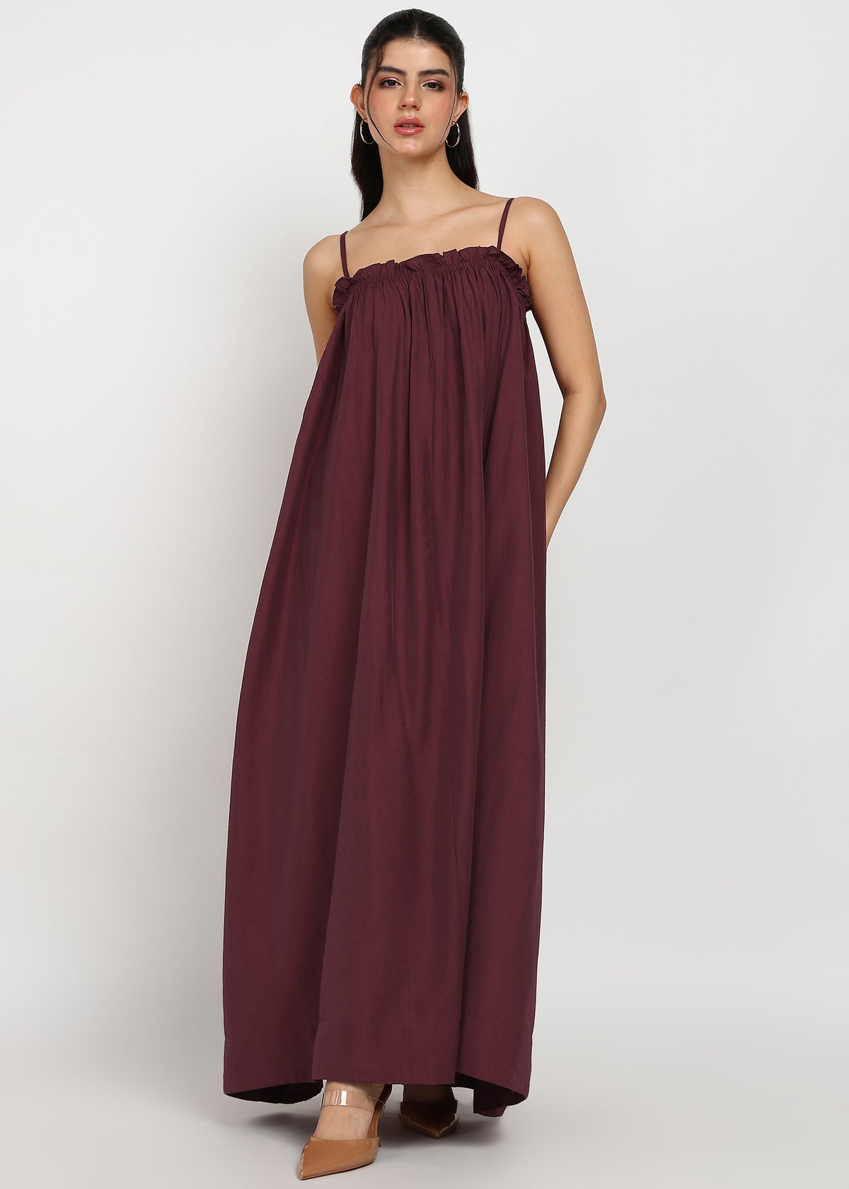 Women Maroon Maxi Dress