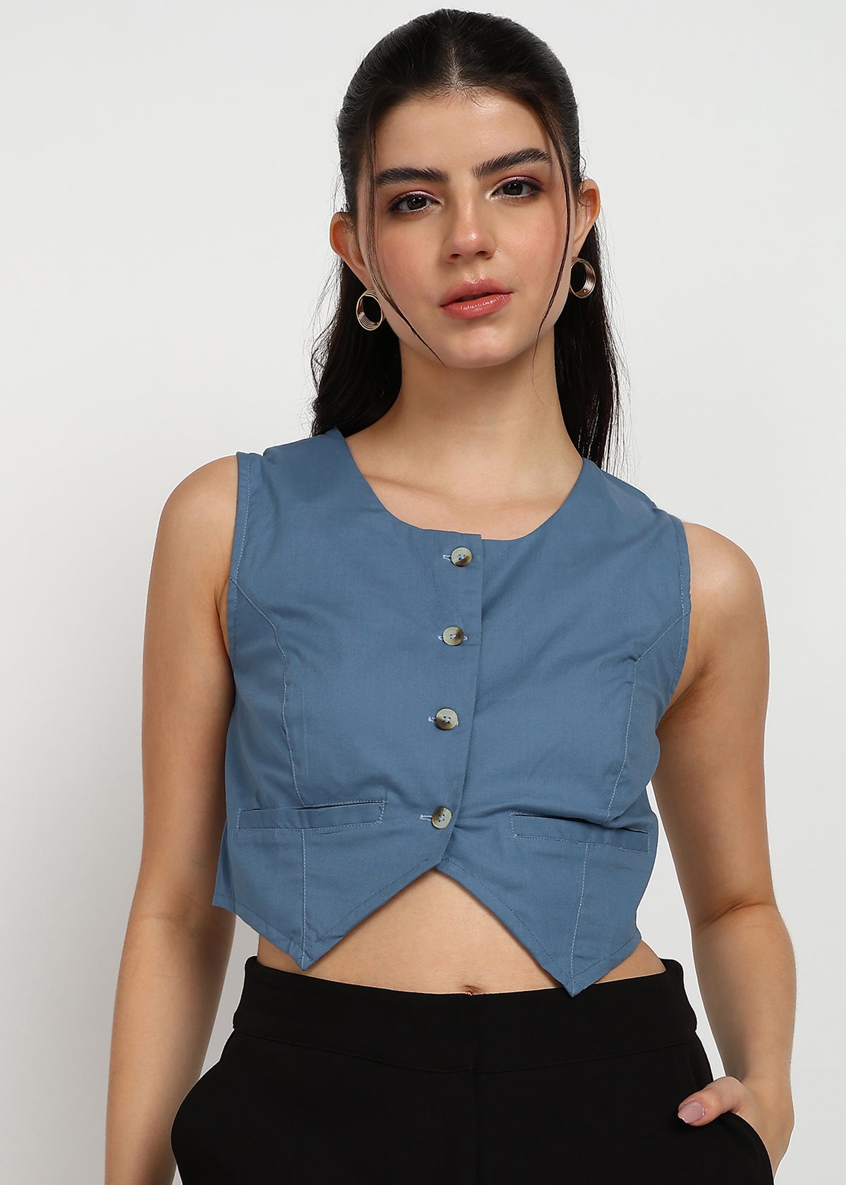 Women Blue Vest Top