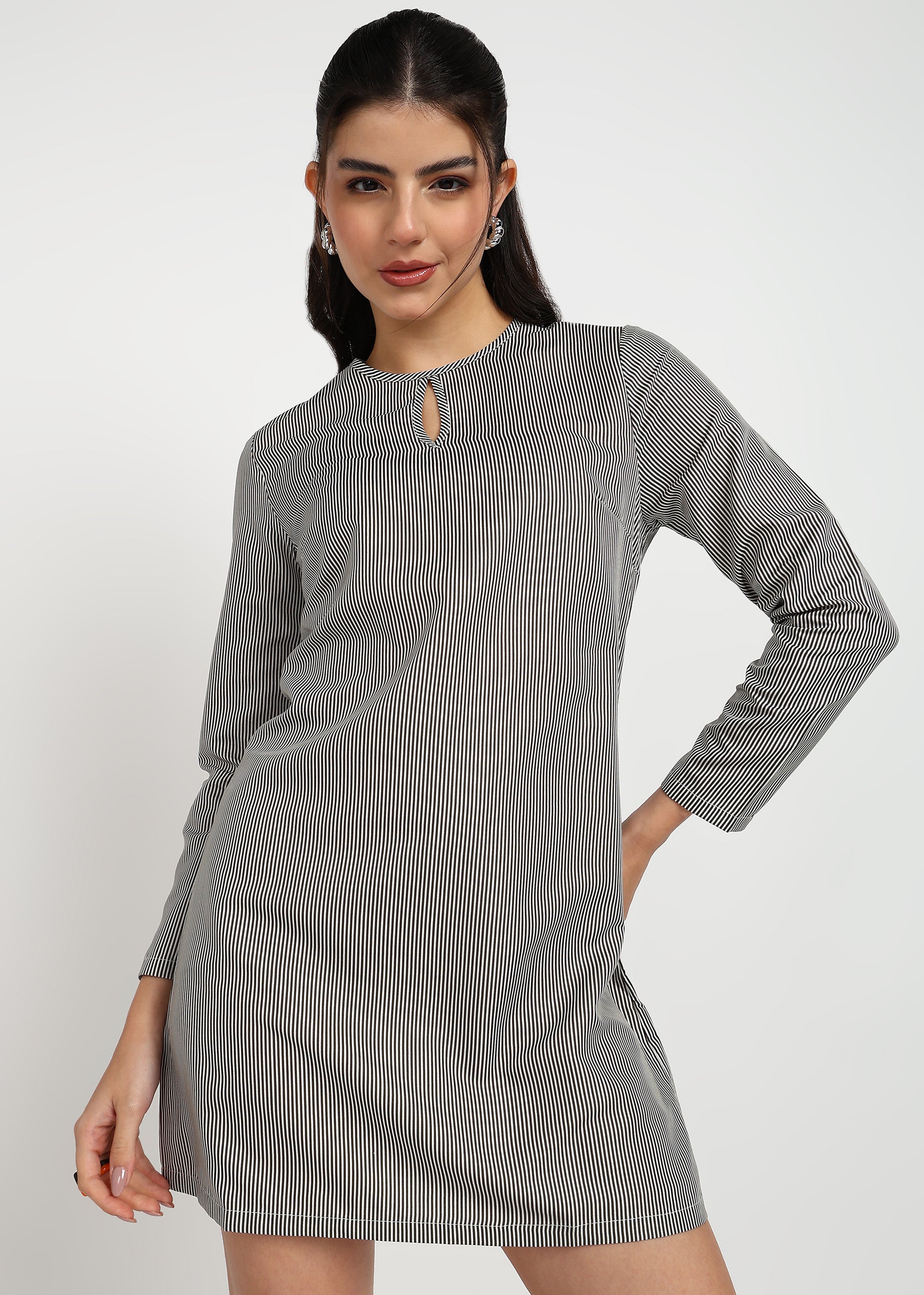 Women Black Strip Dress