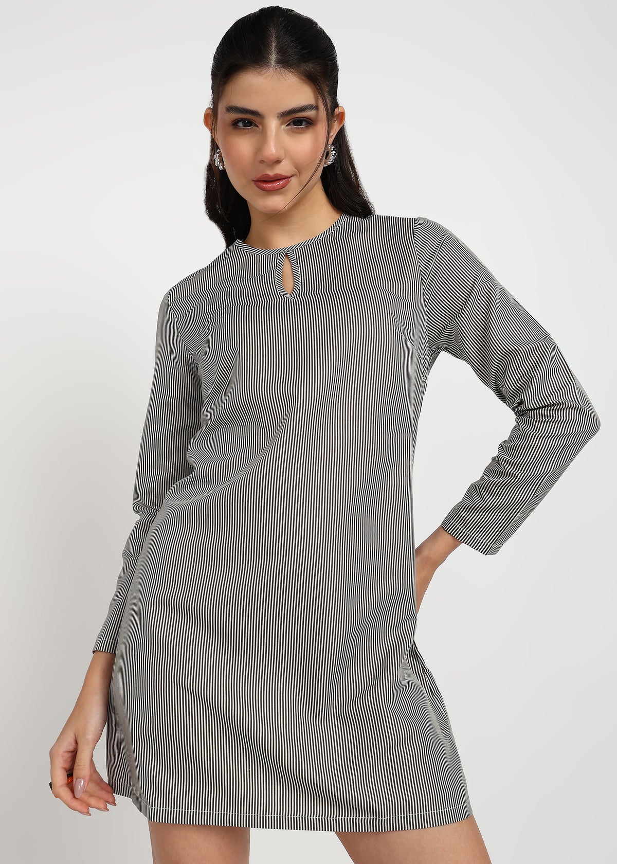 Women Black Strip Dress