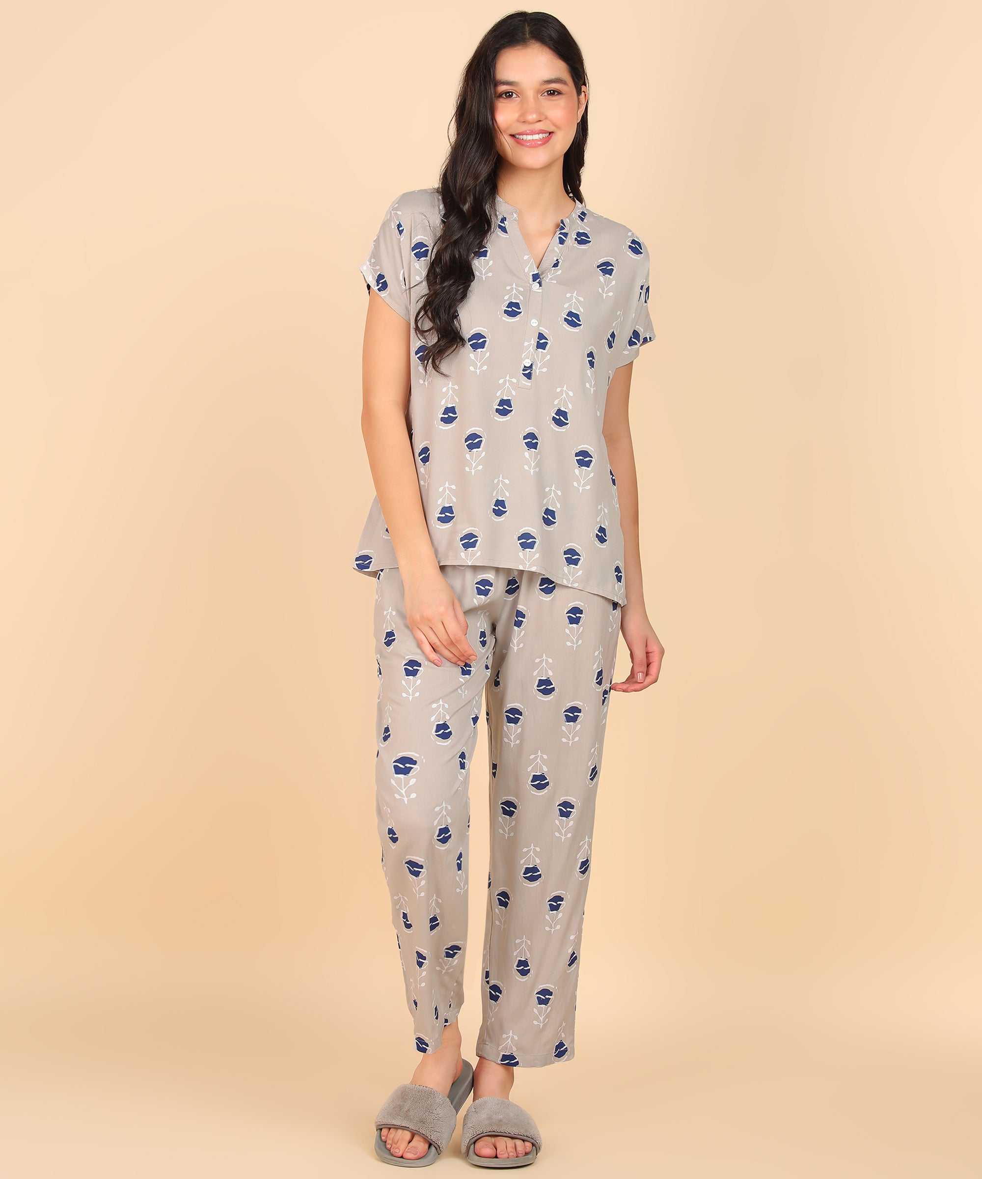 "Tulip Tides" Viscose Night Suit