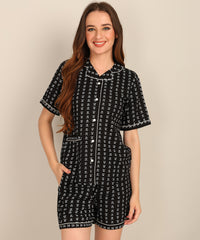 "Midnight Mini" Viscose Printed Shorts Set