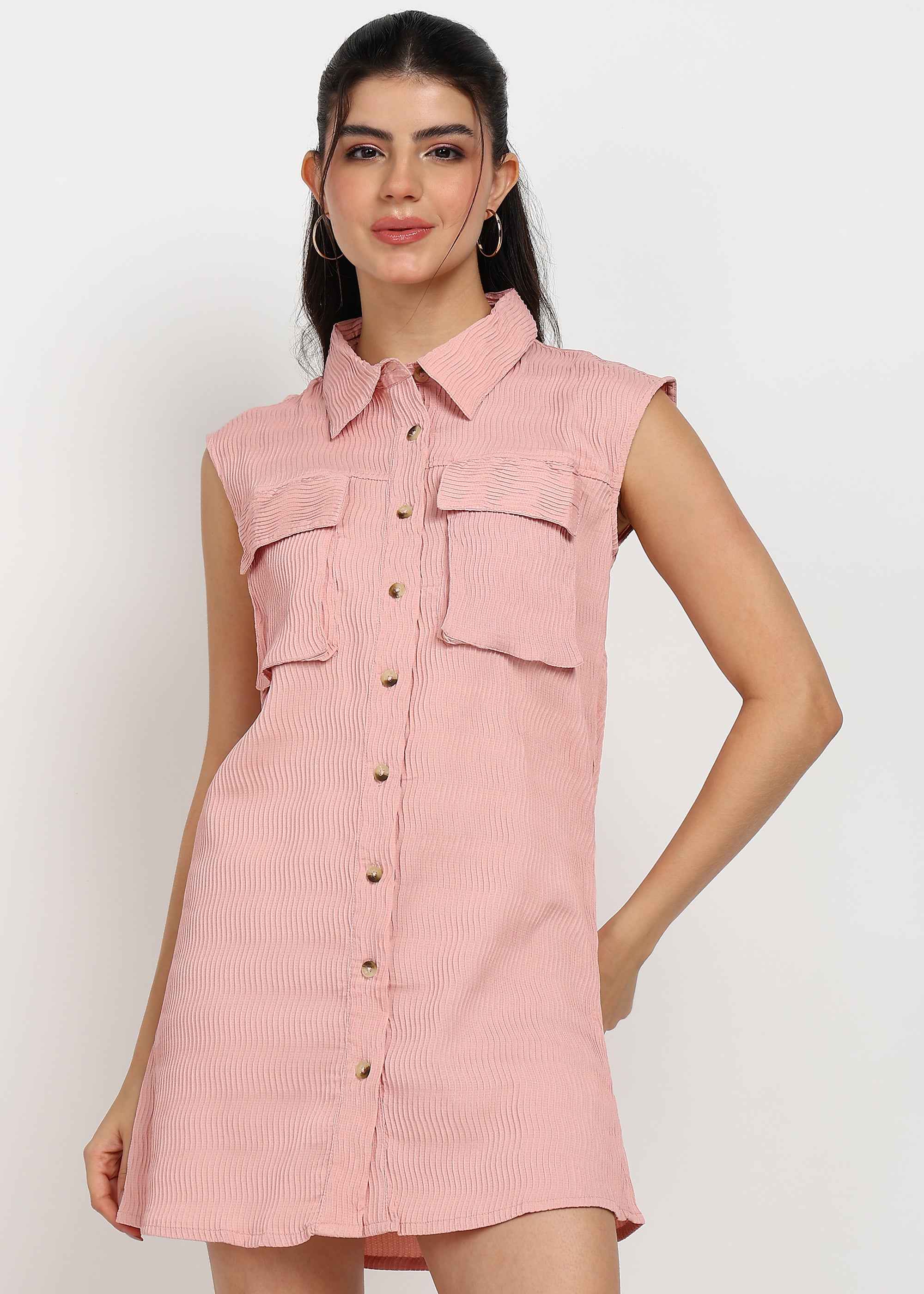 Women Peach Shirt Dress