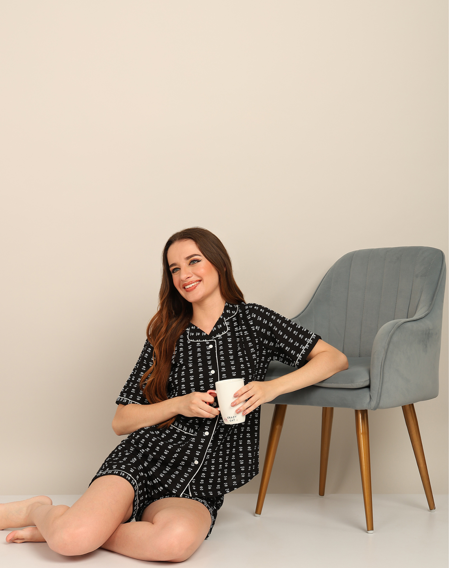 "Midnight Mini" Viscose Printed Shorts Set