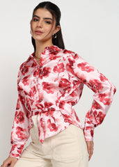 Women Red Floral Printed Shirt