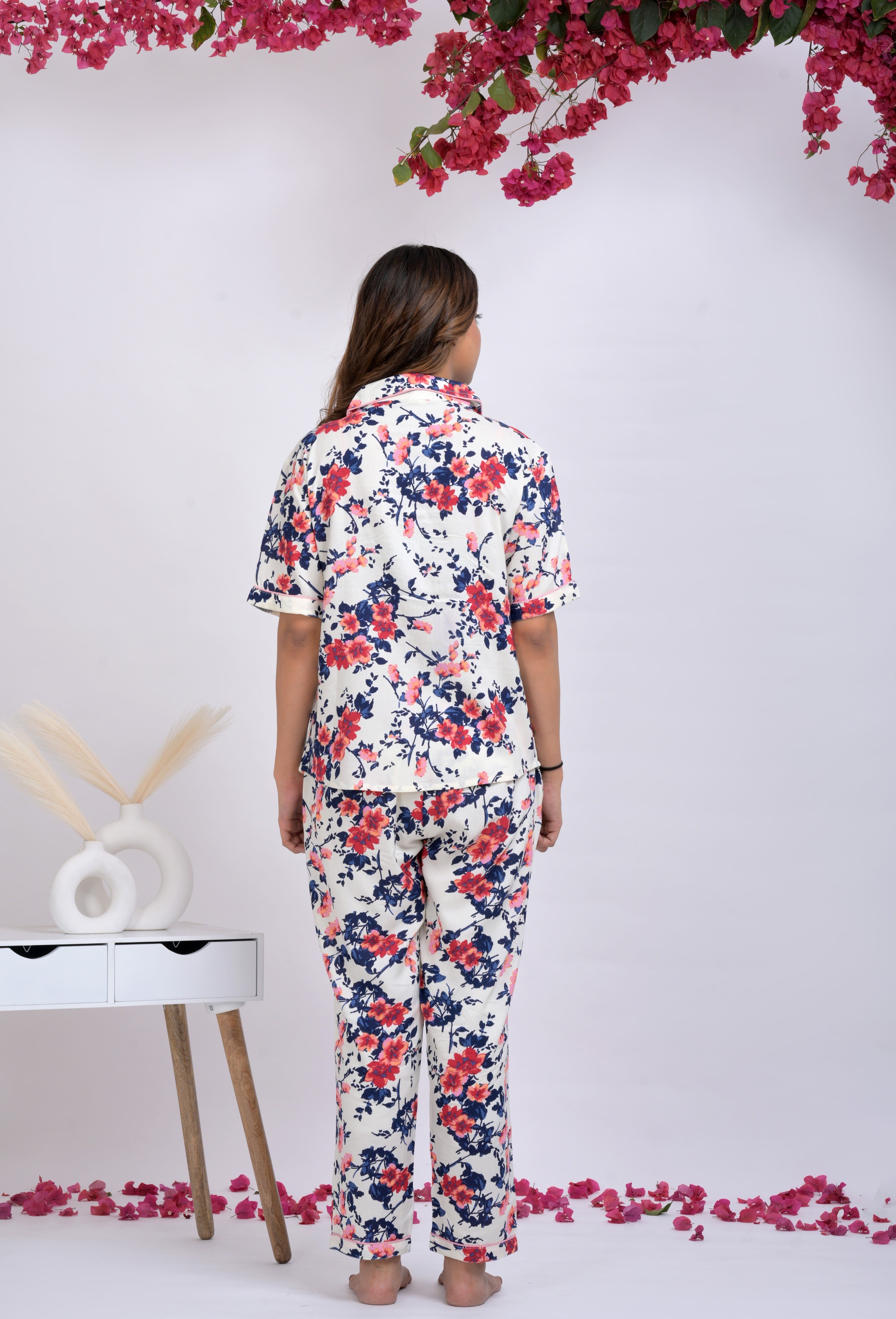 "Cherry Whim" Viscose Printed Night Suit