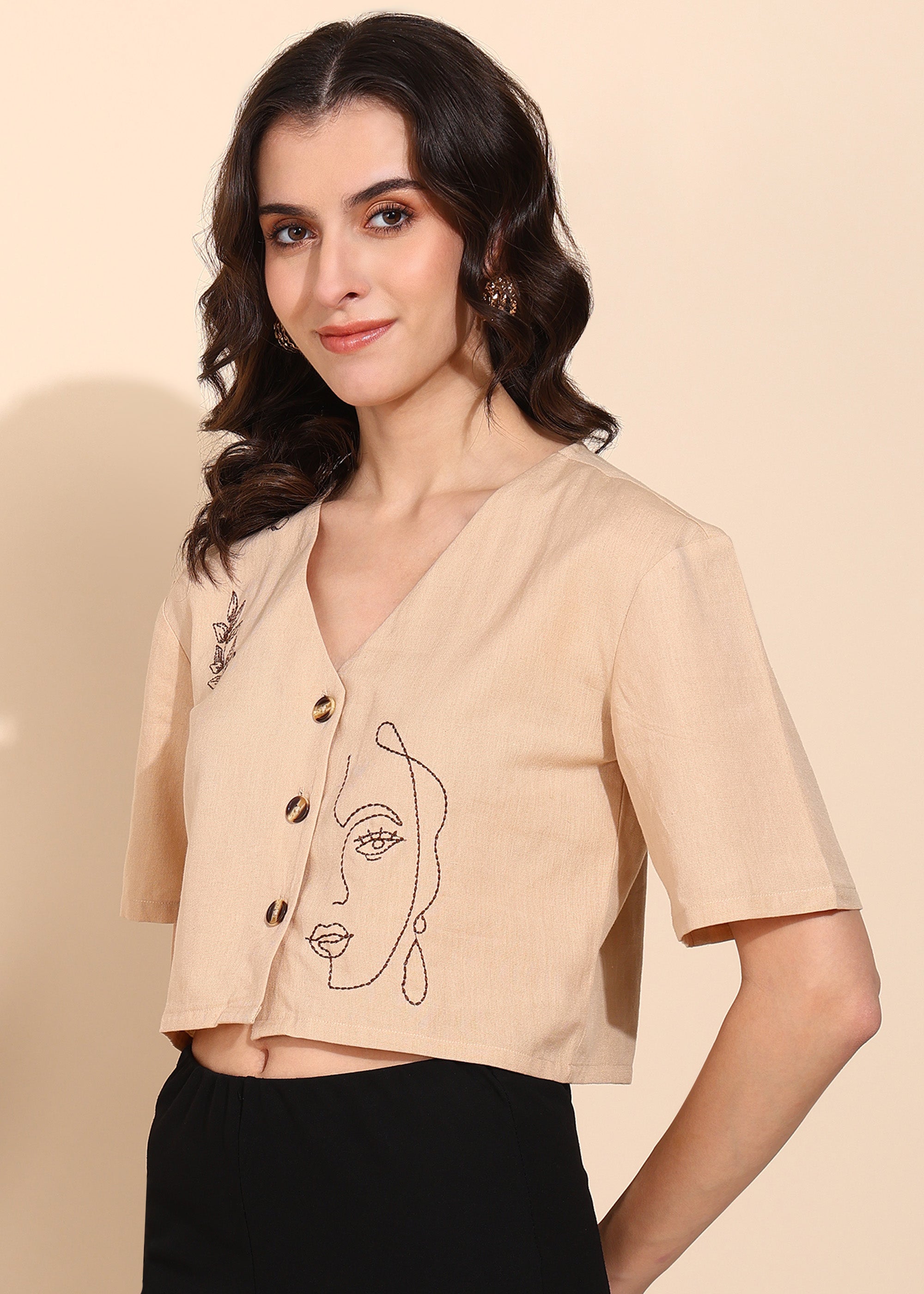 "Muse Mode" Embroidered Crop Top