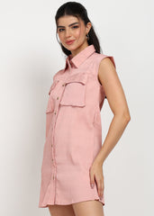 Women Peach Shirt Dress
