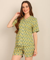 "Sunshine Sage" Viscose Printed Shorts Set