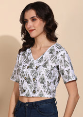 "Olive Orbit" Buttoned Crop Top