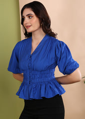 "Midnight Glaze" Smocked Peplum Top