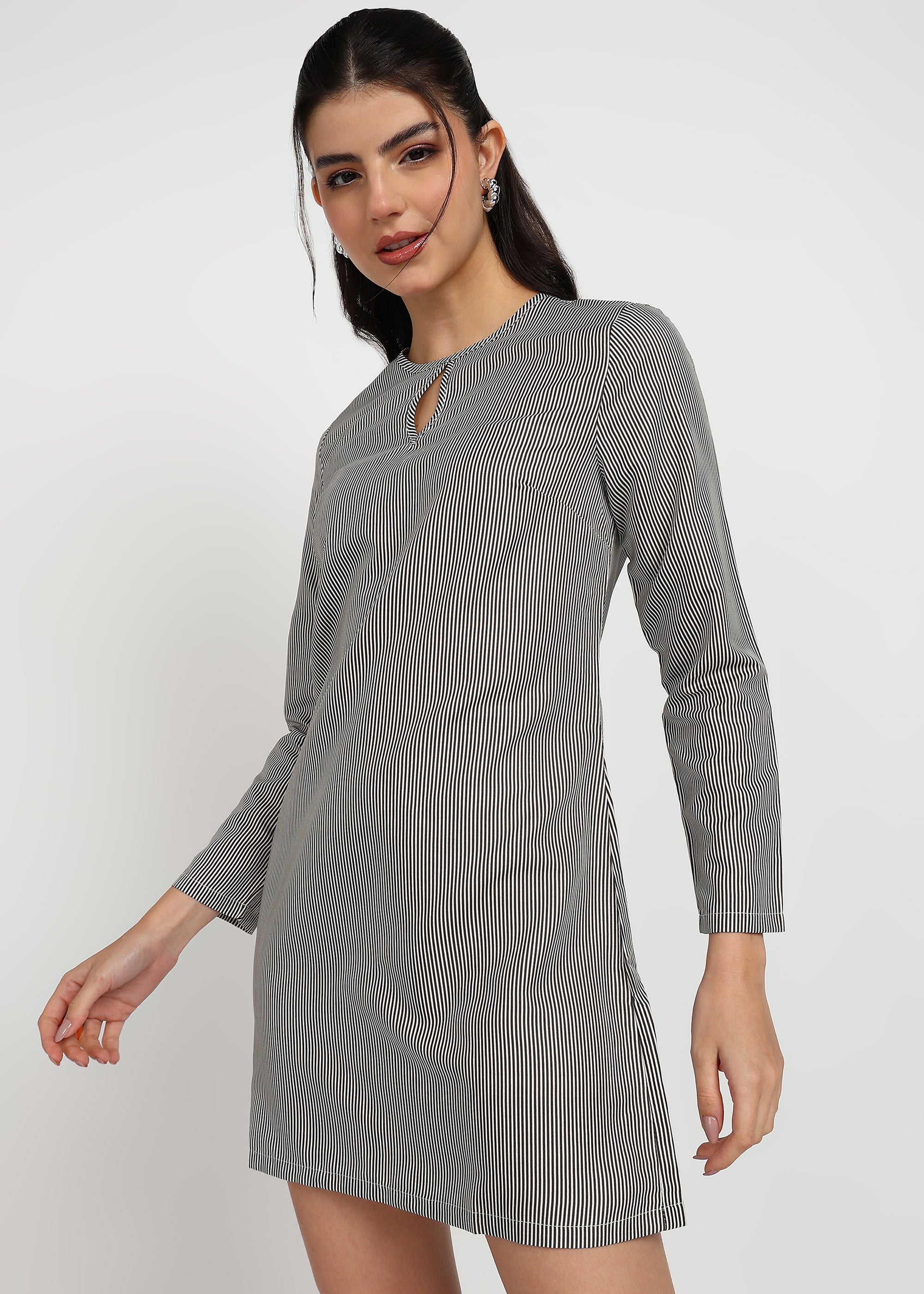 Women Black Strip Dress