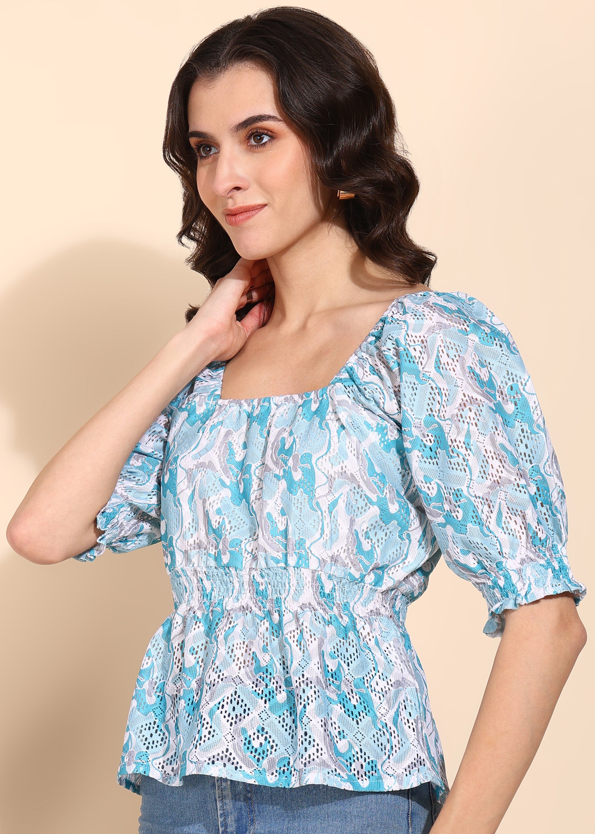 "Mint Swirl Muse" Peplum Top