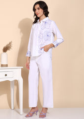 "Lavender Breeze" Aari Embroidered Cotton Poplin Co-ord Set