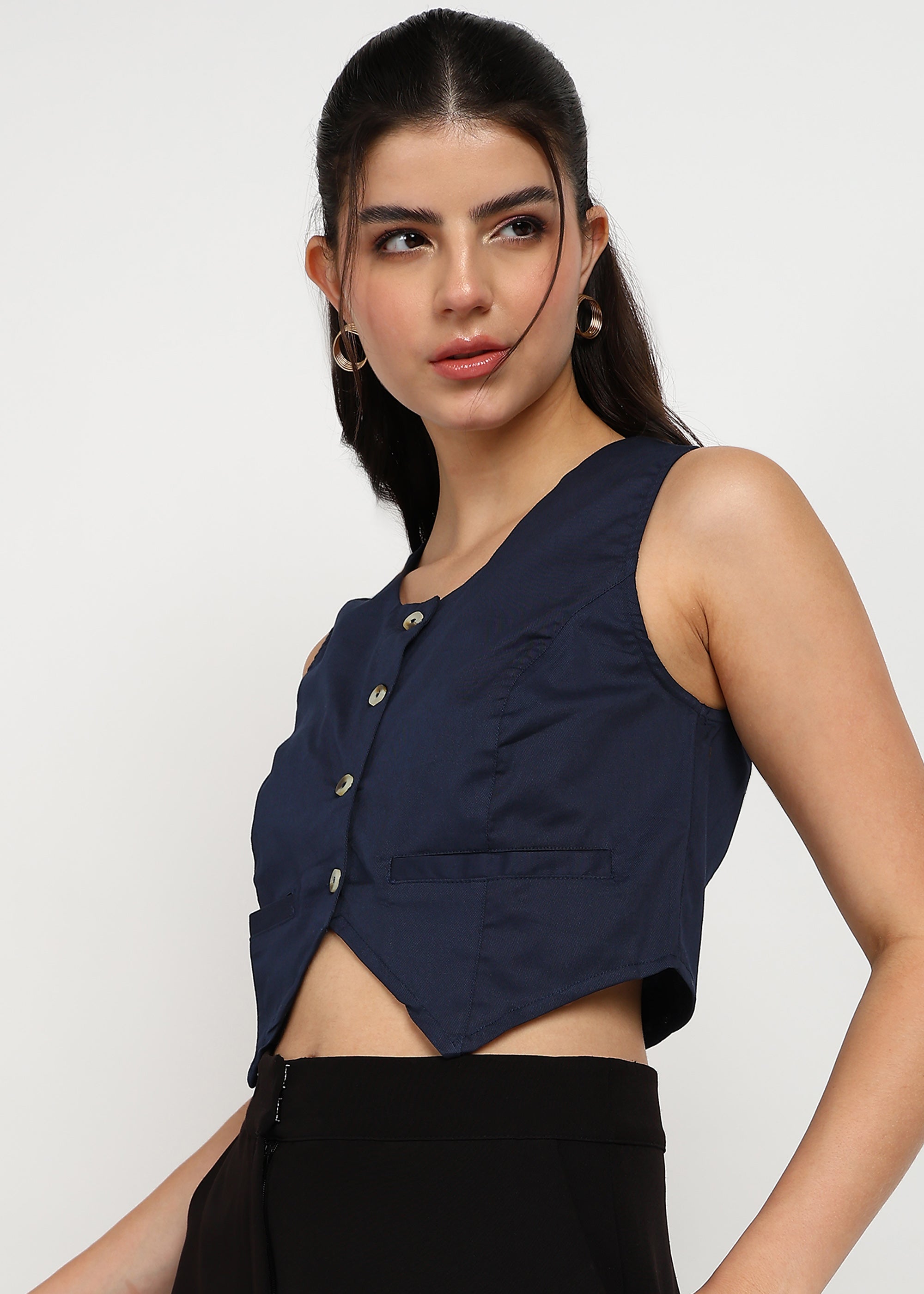 Women Navy Vest Top