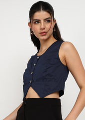 Women Navy Vest Top