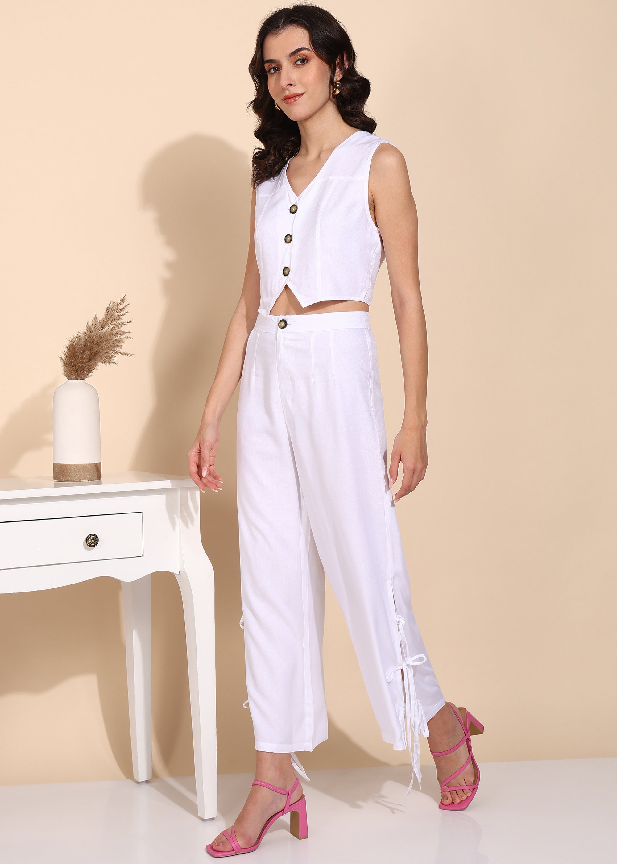 "White Drift" Rayon Twill Co-ord Set