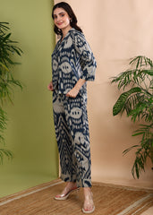 "Ink Ikat" Co-ord Set – Timeless Comfort Meets Bold Print