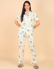 "Space Snooze" Viscose Printed Night Suit