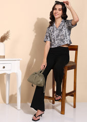 "Monochrome Maze" Printed Top