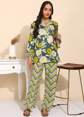 "Olive Bloom" Pure Cotton Co-ord Set