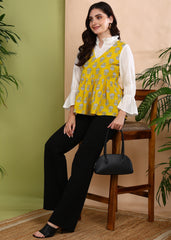 "Sunburst Bloom" Pure Cotton Layered Top
