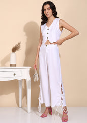 "White Drift" Rayon Twill Co-ord Set