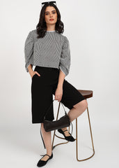 "Midnight Petals" Polyester Striped Top