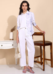 "Lavender Breeze" Aari Embroidered Cotton Poplin Co-ord Set