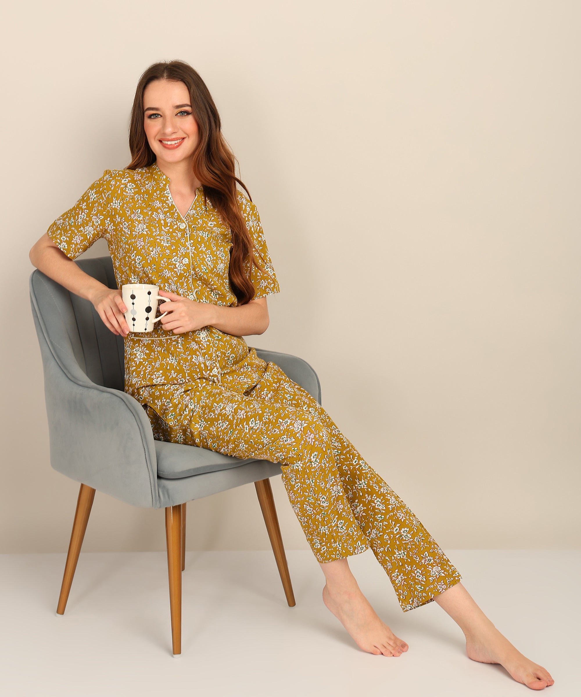 "Golden Hour" Viscose Printed Night Suit