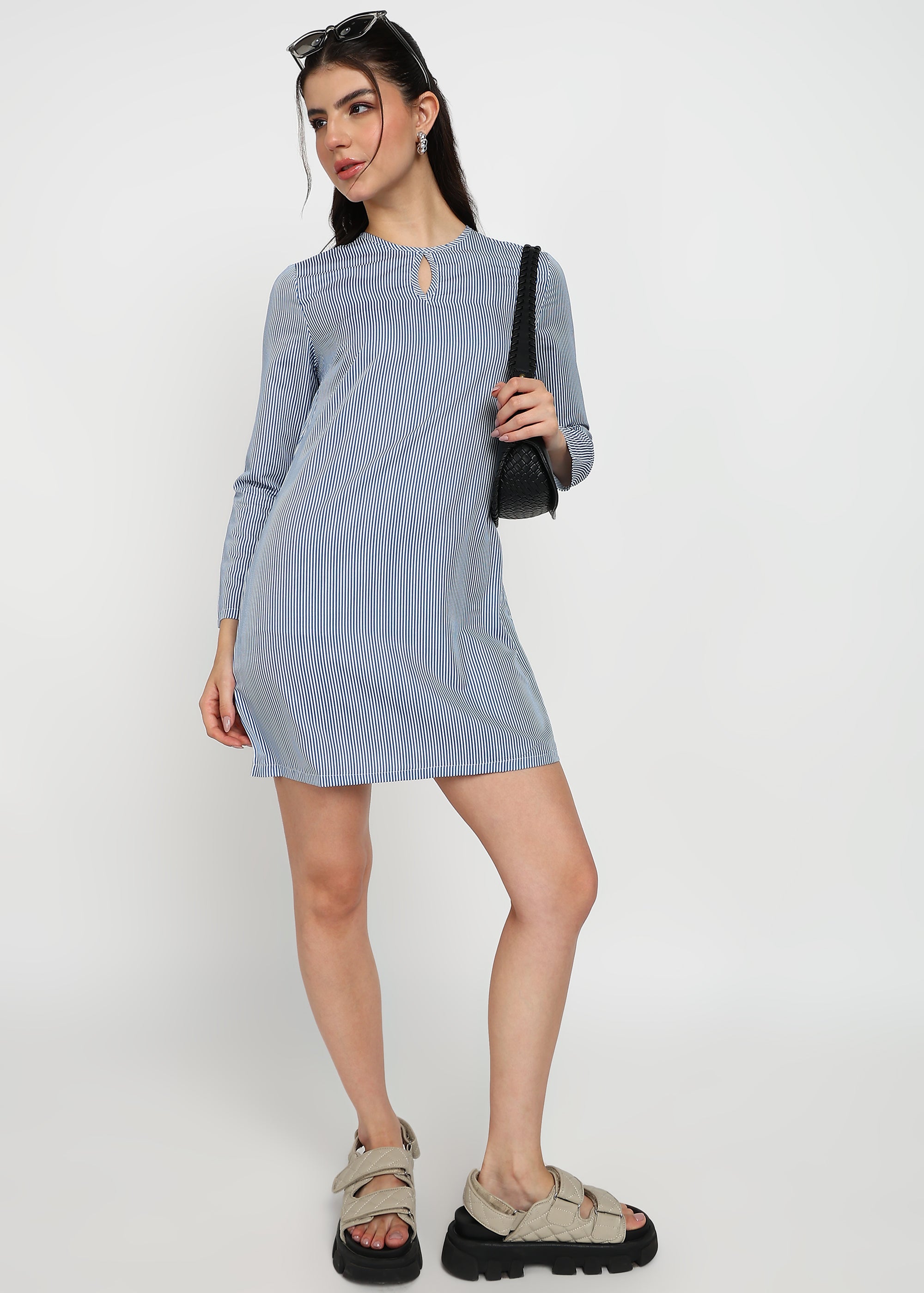 Women Blue Strip Dress