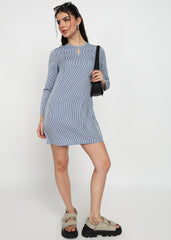 Women Blue Strip Dress