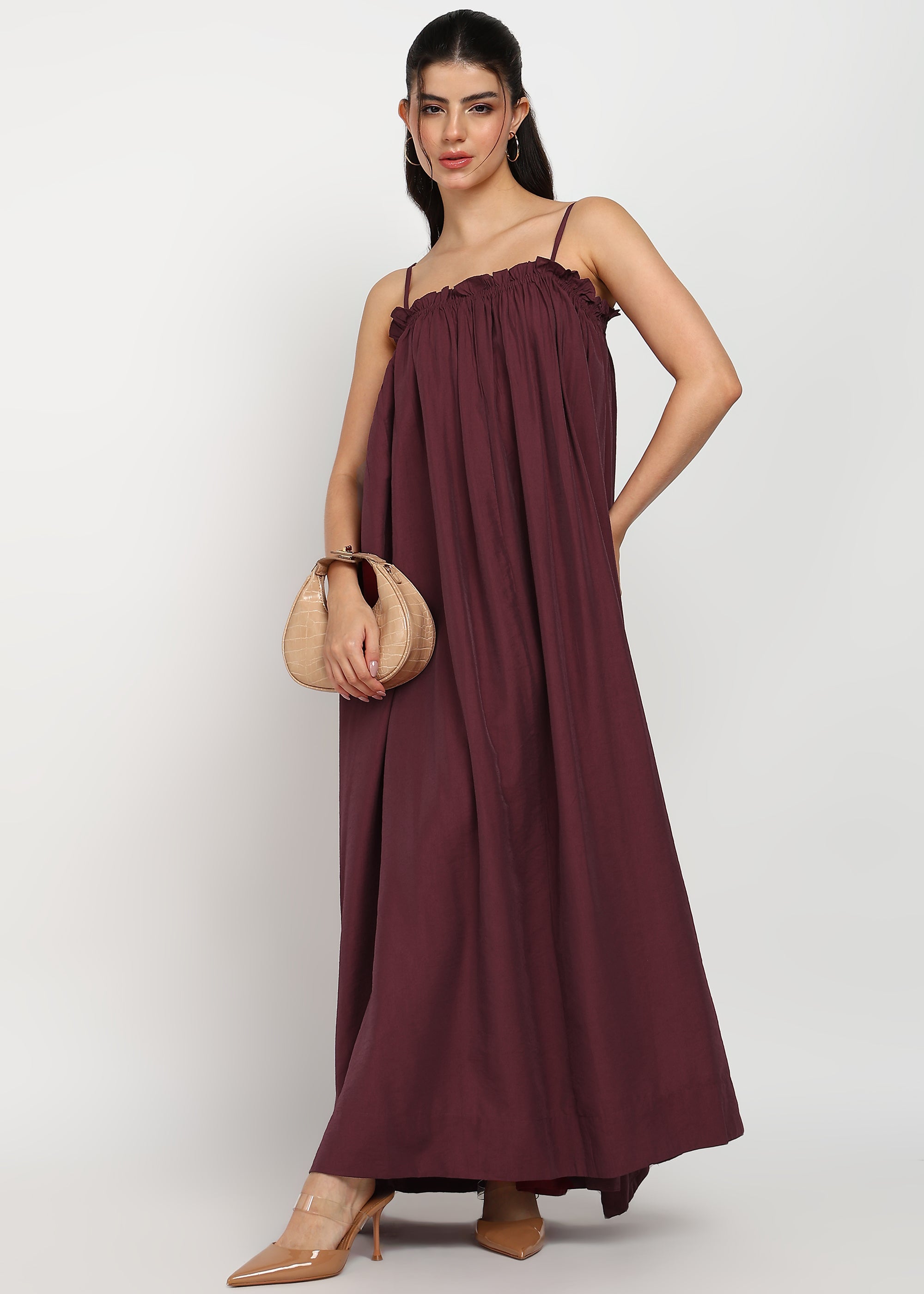 Women Maroon Maxi Dress