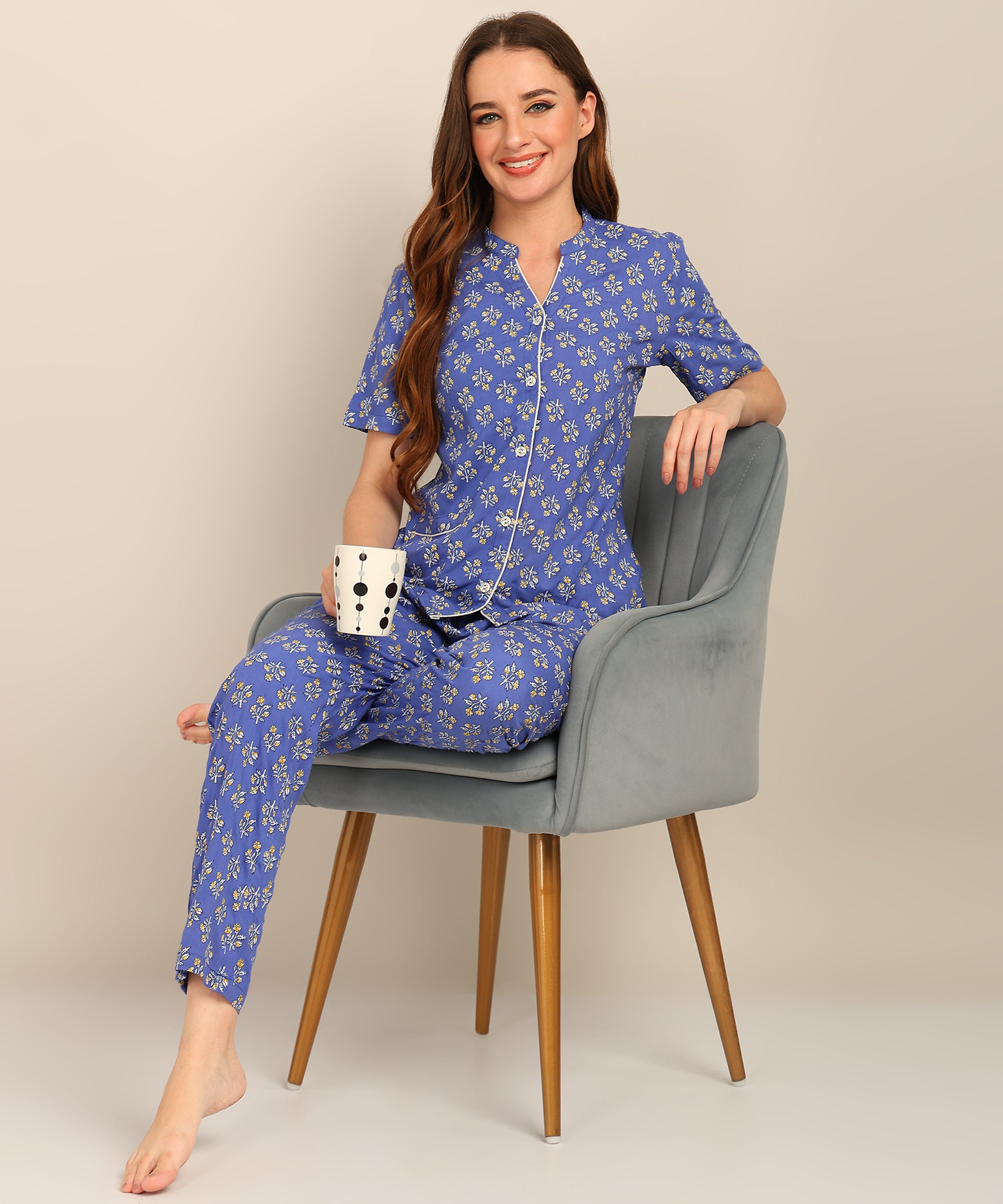 "Daisy Dusk" Viscose Printed Night Suit