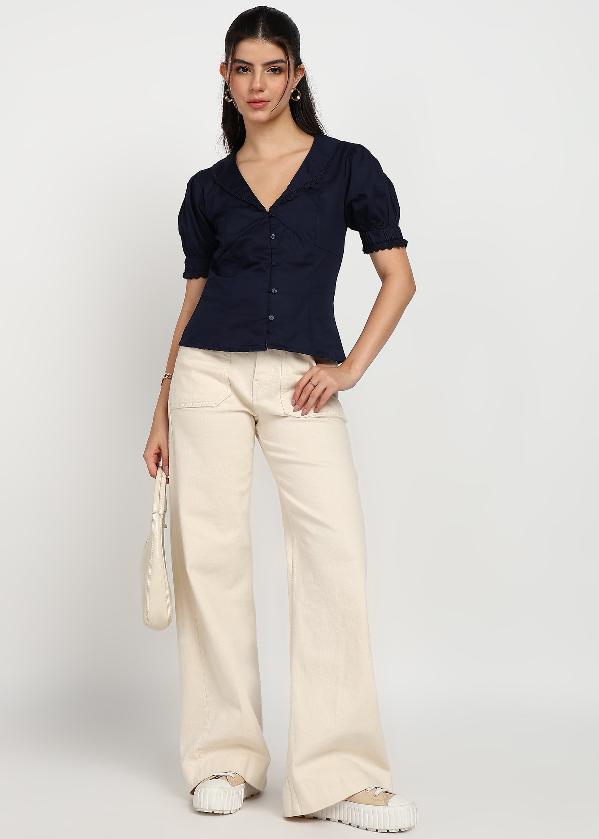Women Navy Solid Top