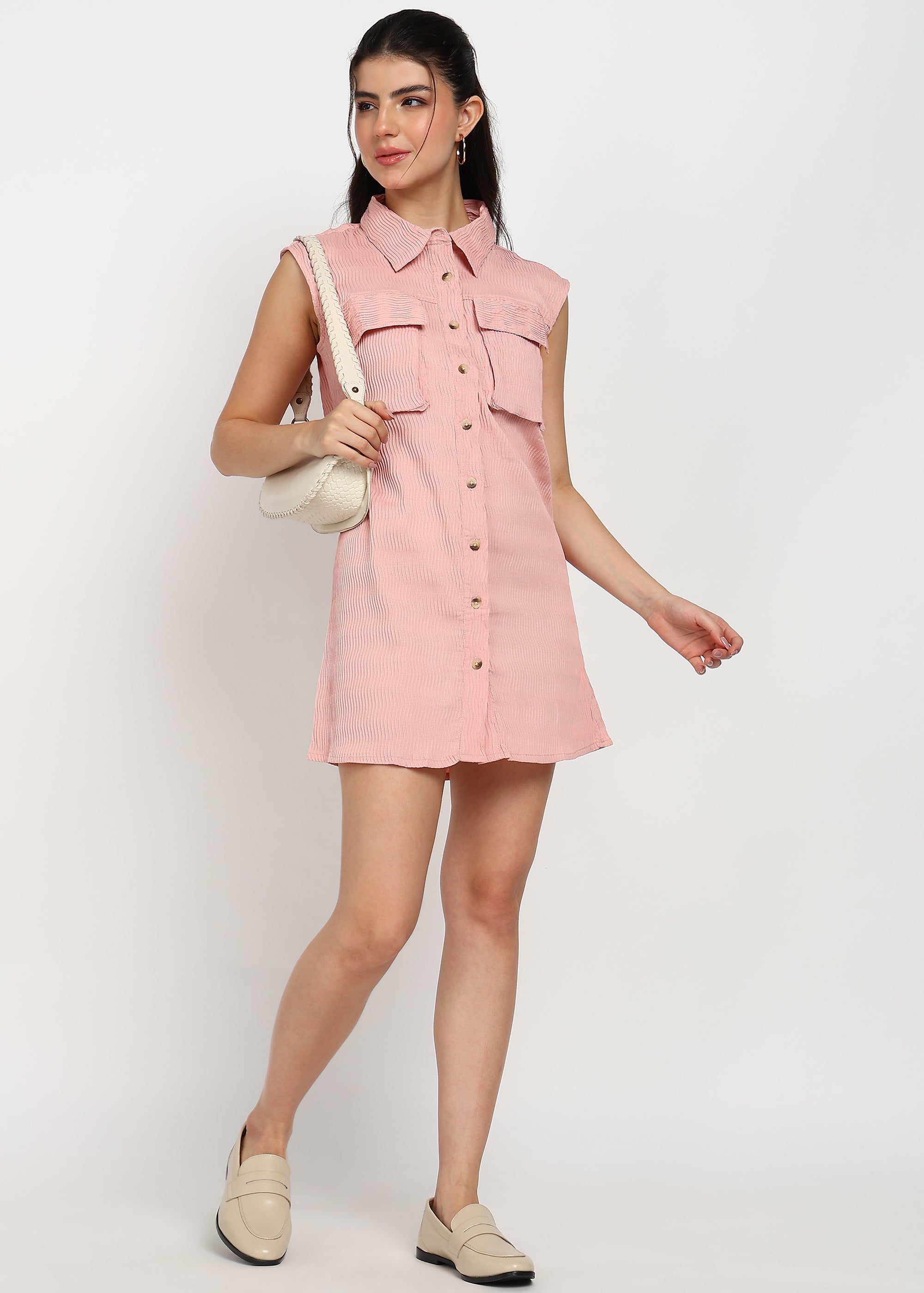 Women Peach Shirt Dress