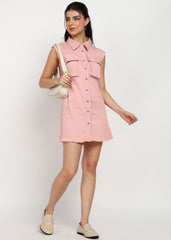 Women Peach Shirt Dress