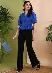 "Midnight Glaze" Smocked Peplum Top