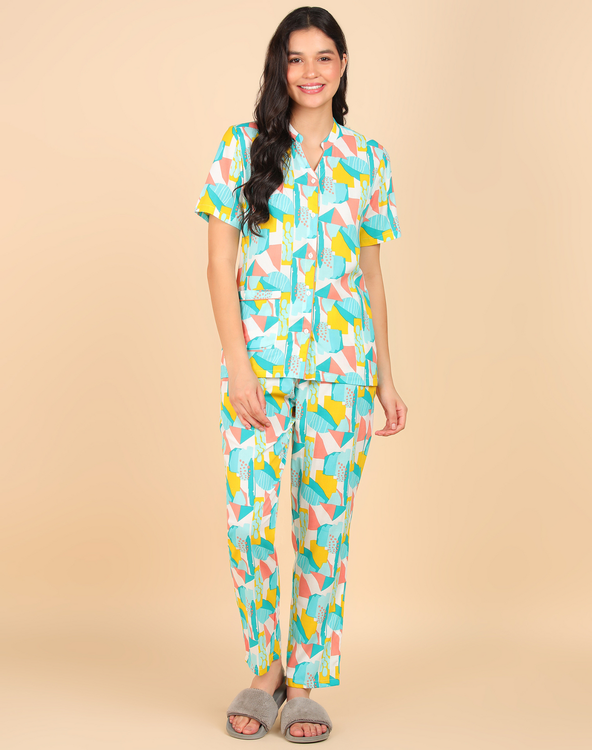 "Tutti Fruity Pop" Viscose Printed Night Suit