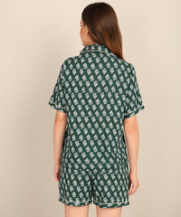 "Forest Flirt" Viscose Printed Shorts Set