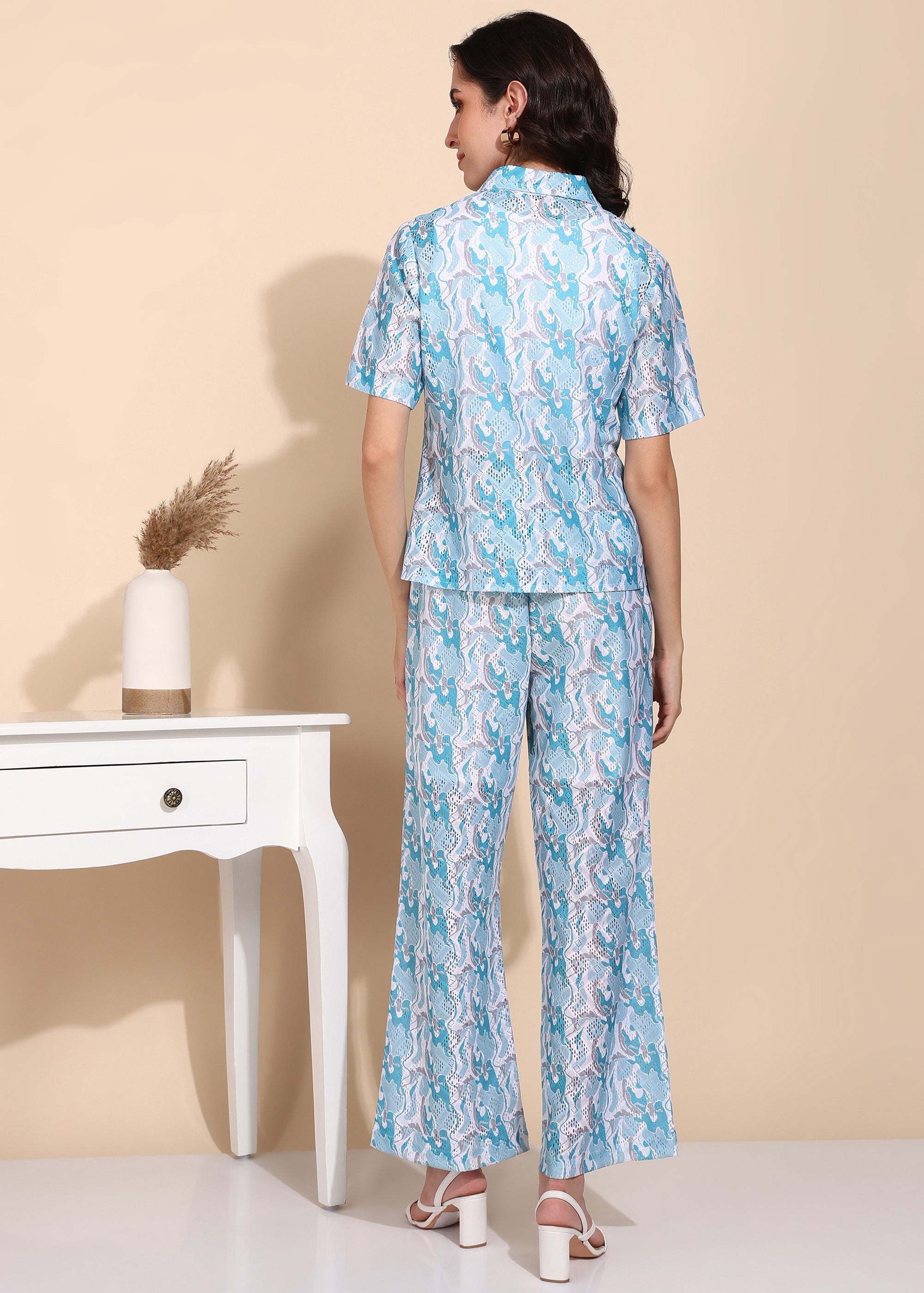 "Skywave Trio" Printed 3-Piece Co-ord Set