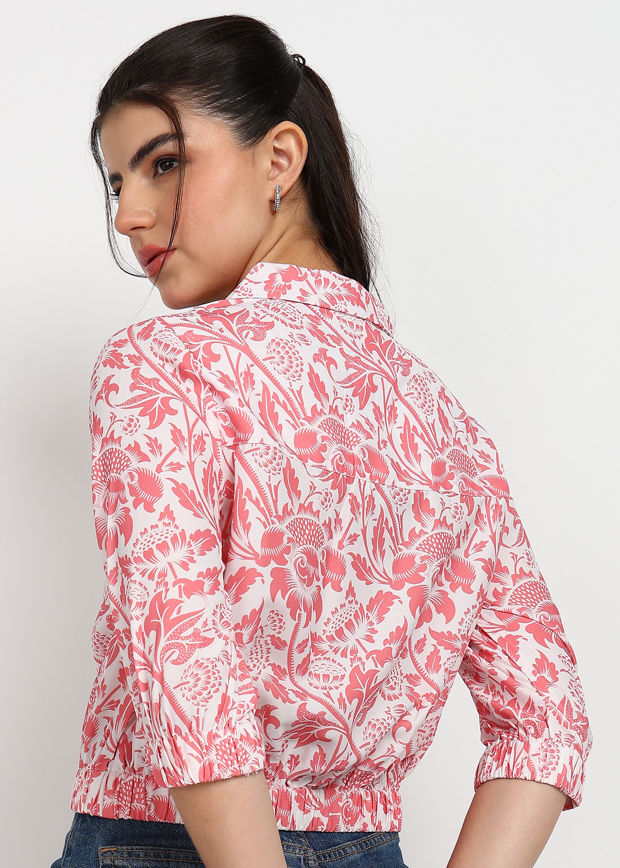 Women Peach Floral Printed Shirt