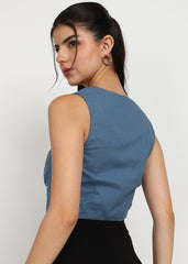 Women Blue Vest Top