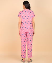 "Pink Pause" Viscose Printed Night Suit