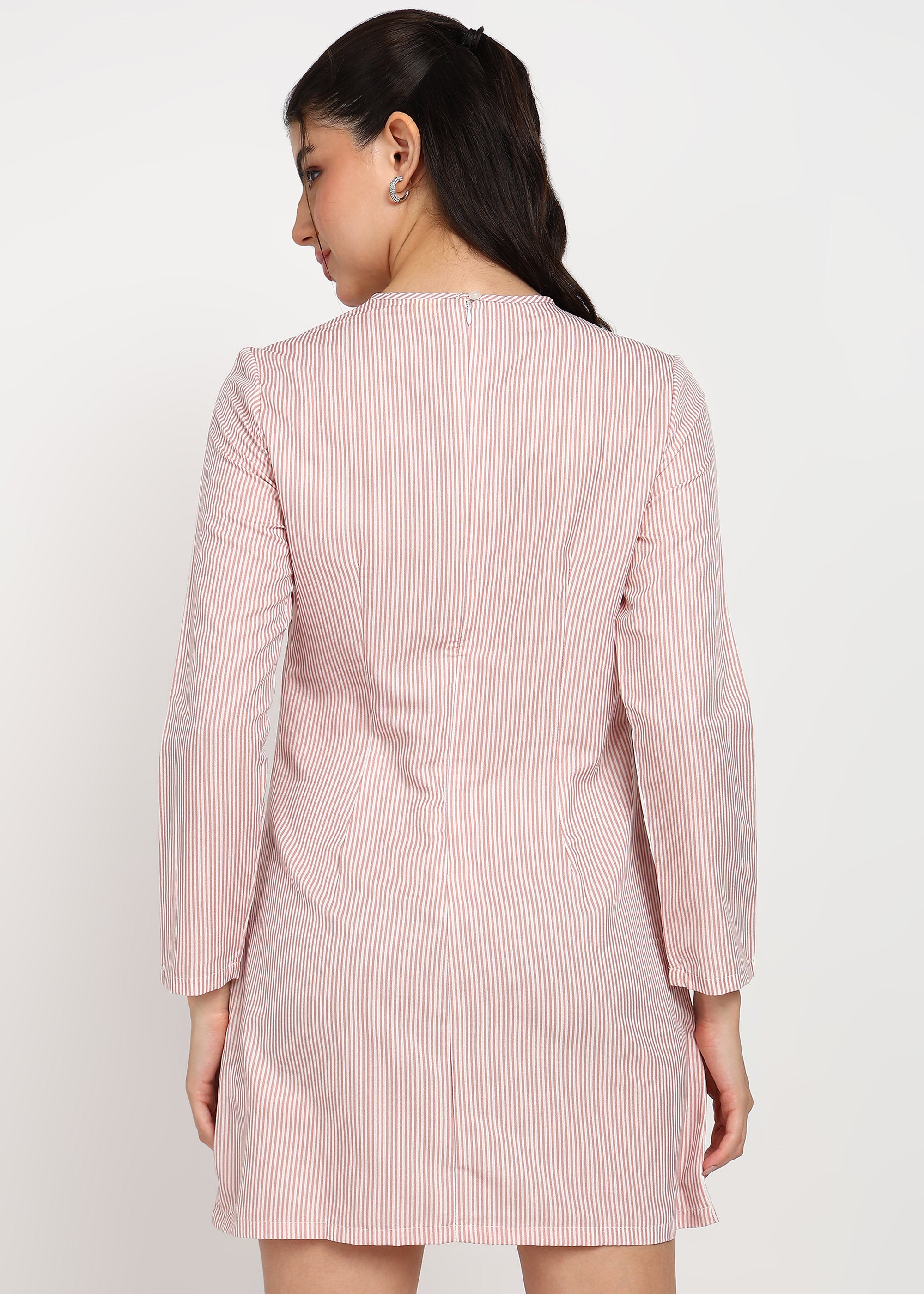 Women Peach Strip Dress