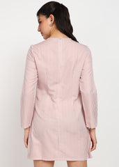 Women Peach Strip Dress