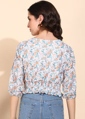 "Apricot Bloom" Smocked Waist Top