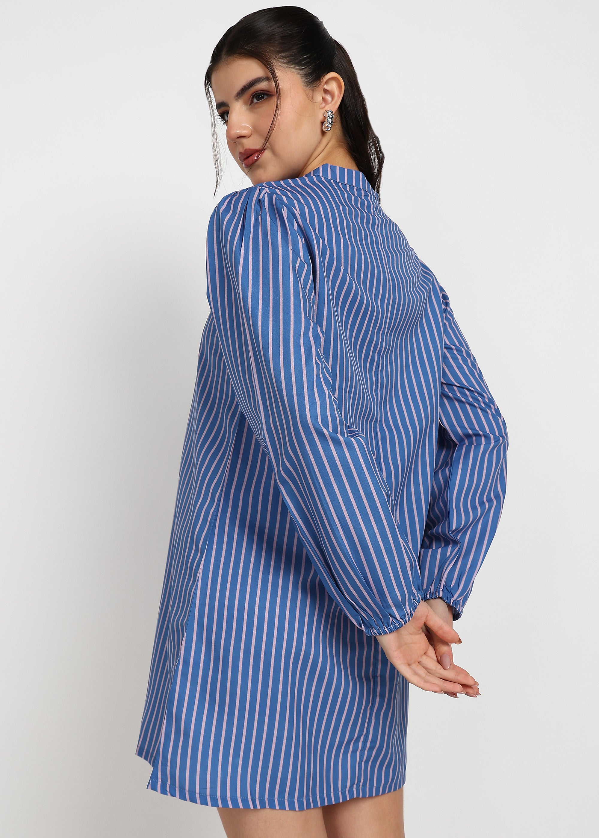 Women Blue Strip A-line Dress