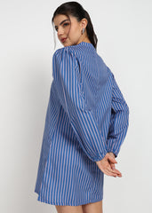 Women Blue Strip A-line Dress